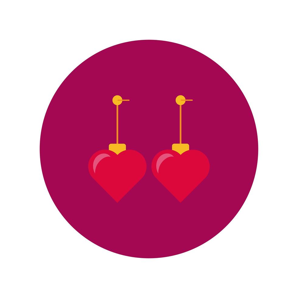 happy valentines day hearts earrings block and flat style vector