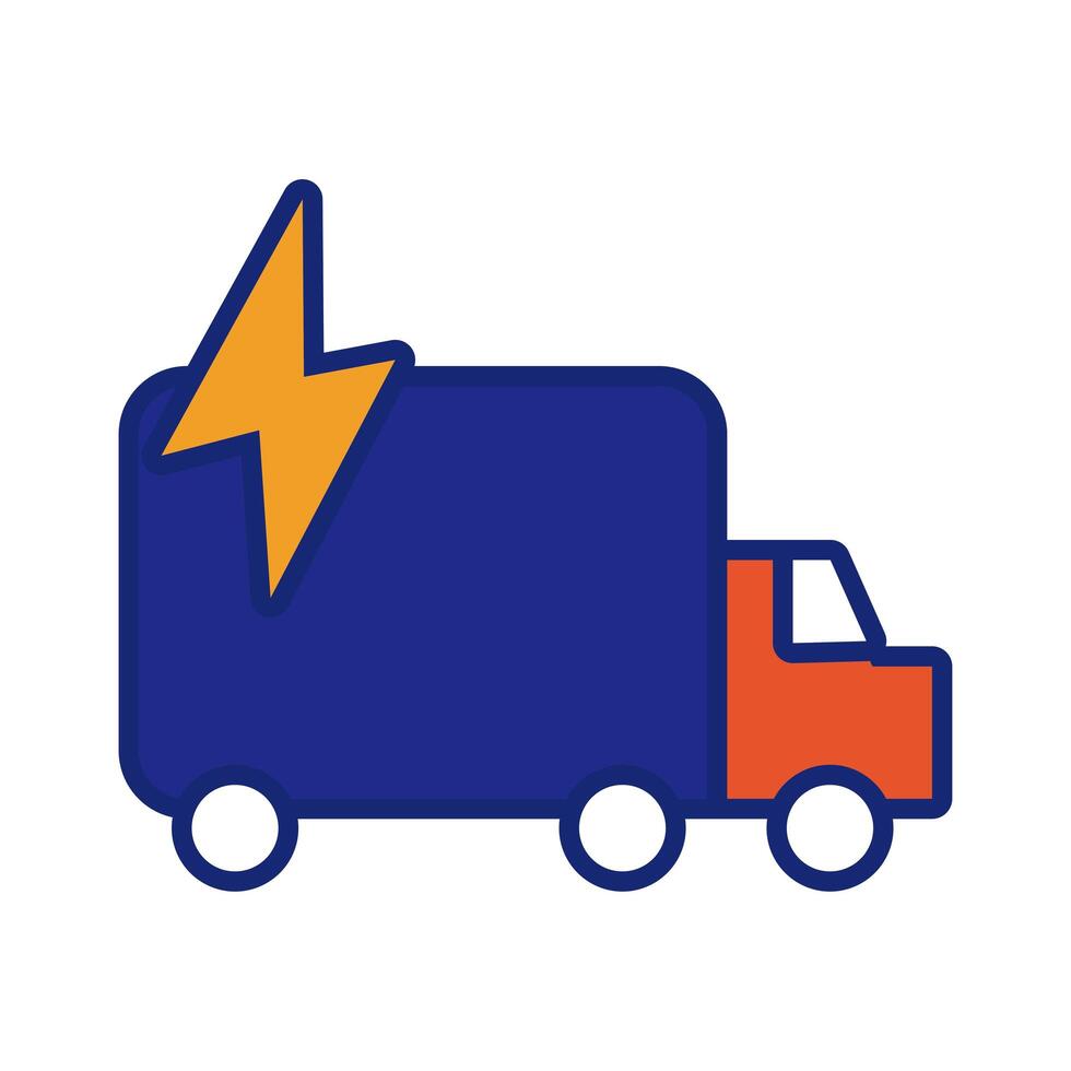 truck with power ray delivery service line and fill style icon vector