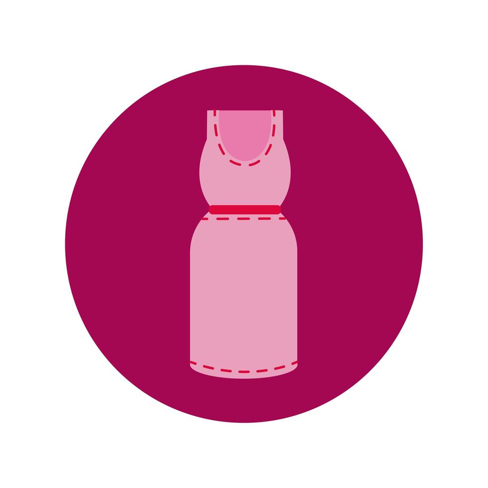 bloque de vestido de traje femenino e icono de estilo plano vector