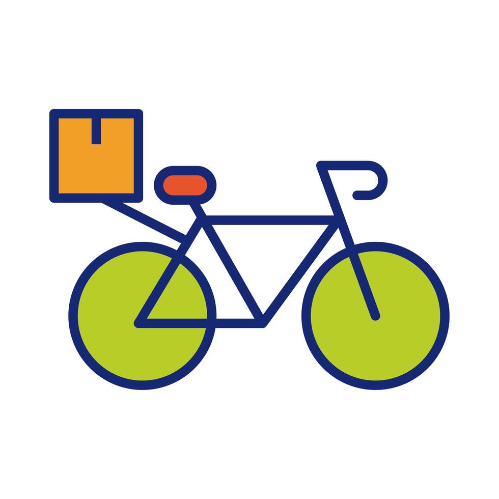 box carton in bicycle service line and fill style vector