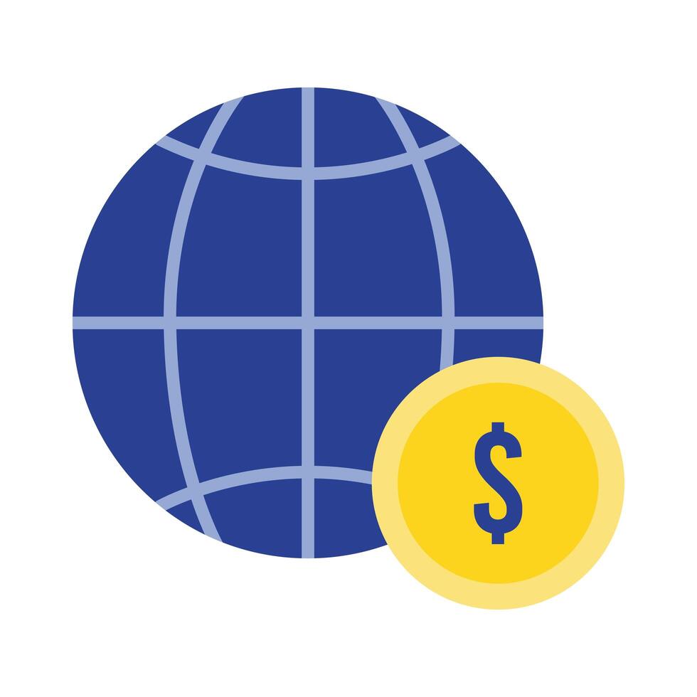 sphere browser with coin flat style icon vector