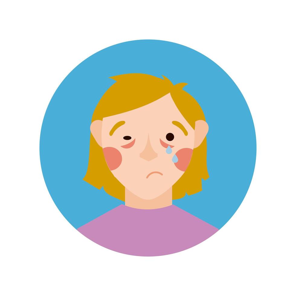 sick woman character block and flat style vector