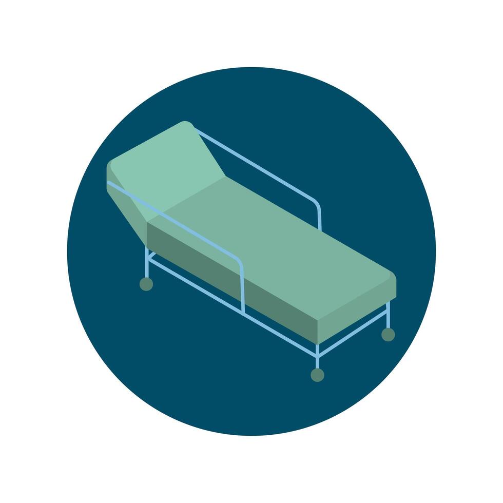 medical stretcher block and flat style icon vector