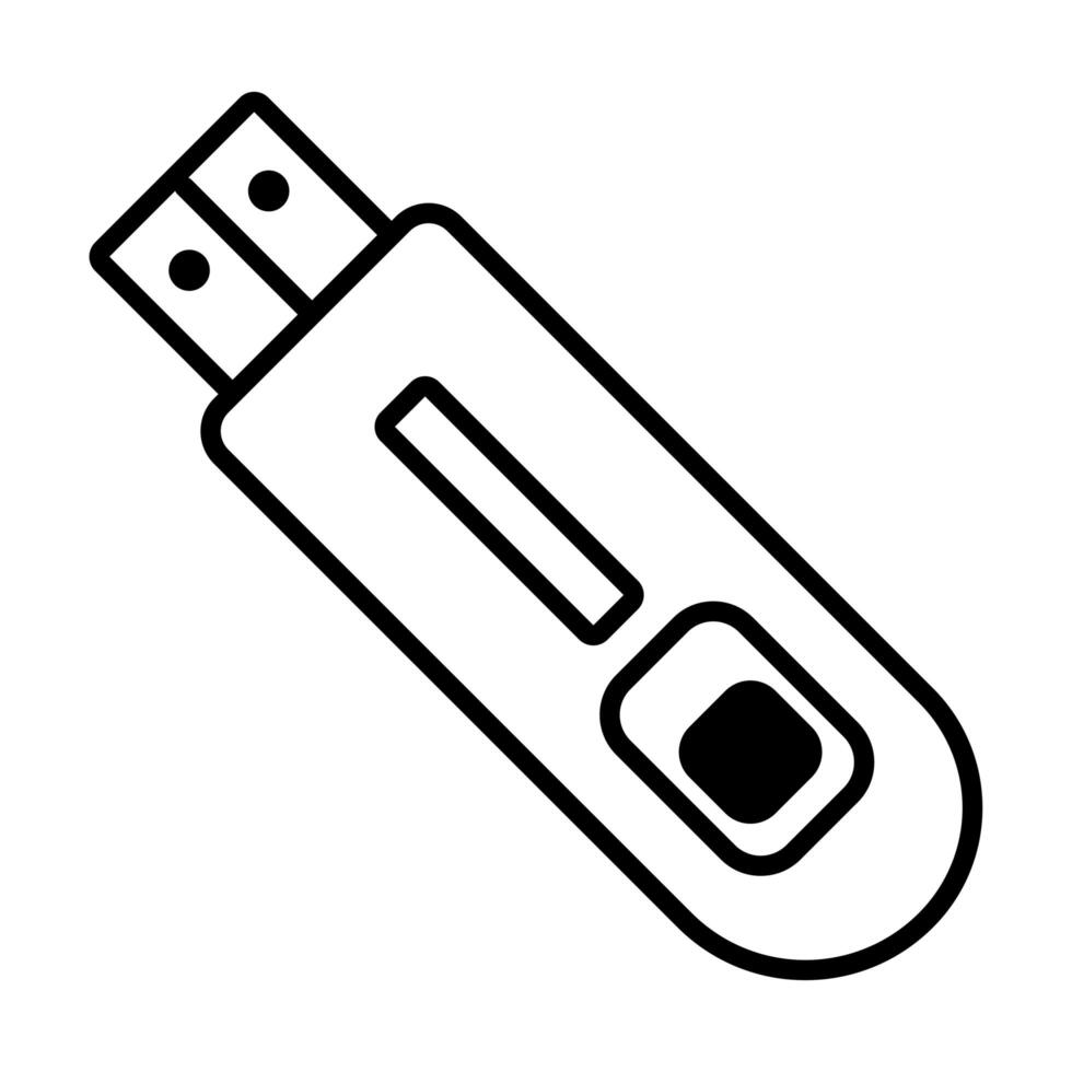 icono de estilo de línea de memoria usb vector