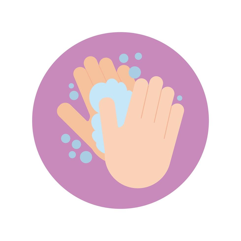 hands wash block and flat style icon vector