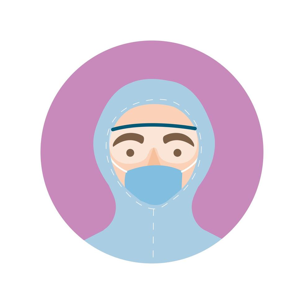 doctor with biosafety suit character block and flat style icon vector