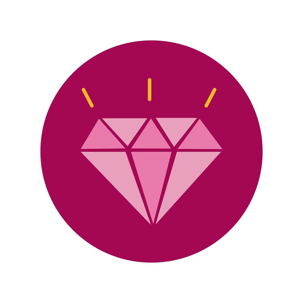 diamond luxury stone block and flat style icons vector