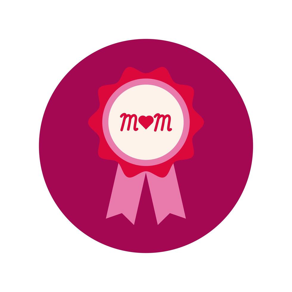 mother day medal block and flat style icon vector