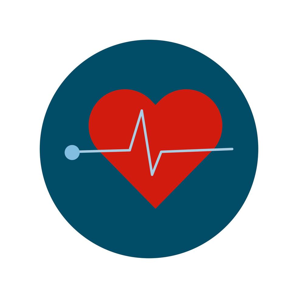 heart cardio block and flat style icon vector