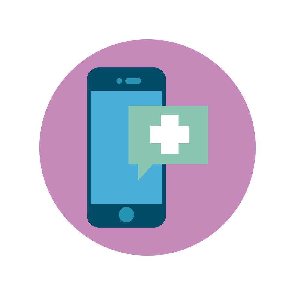 smartphone with ehealth app block and flat style vector