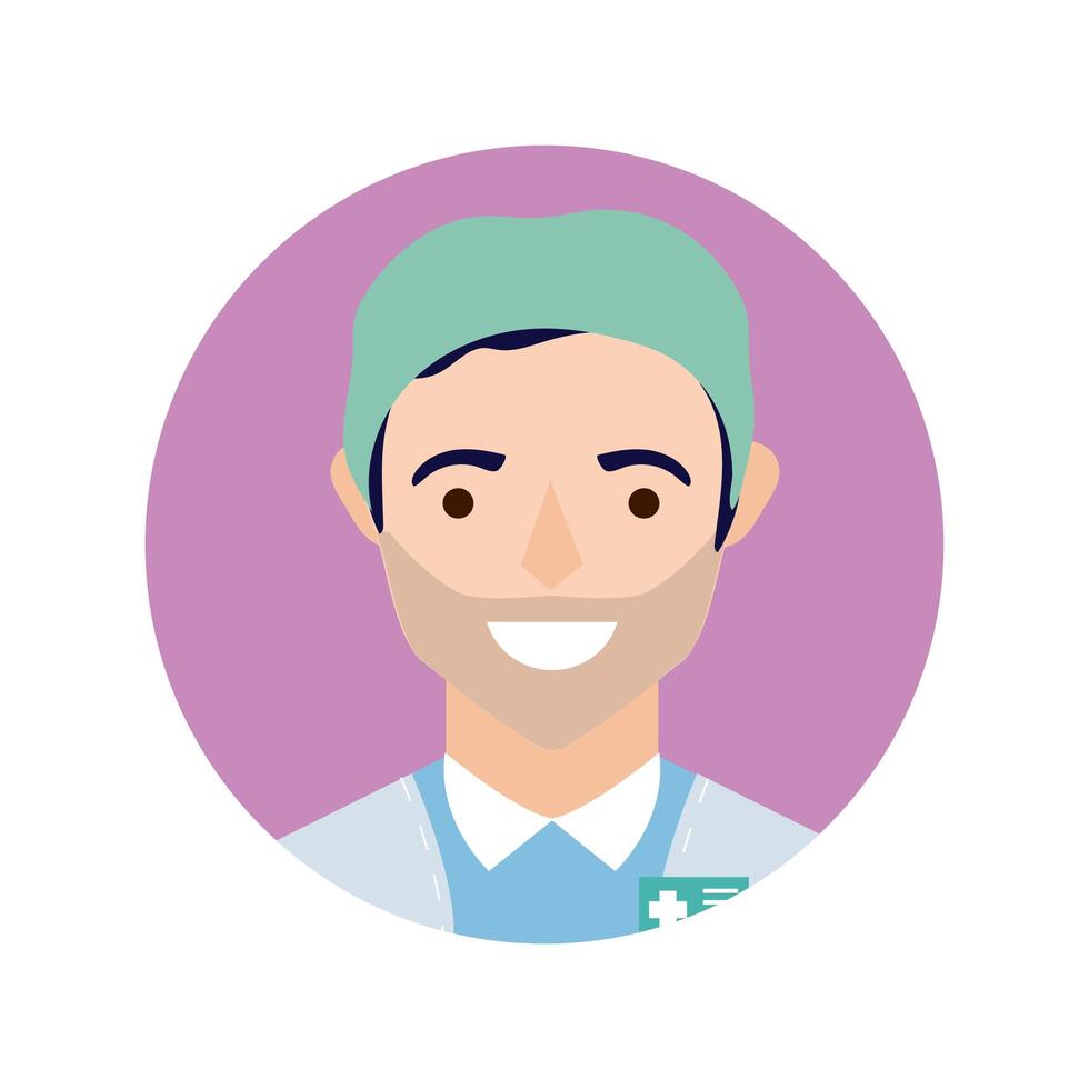 surgeon avatar character block and flat style icon vector