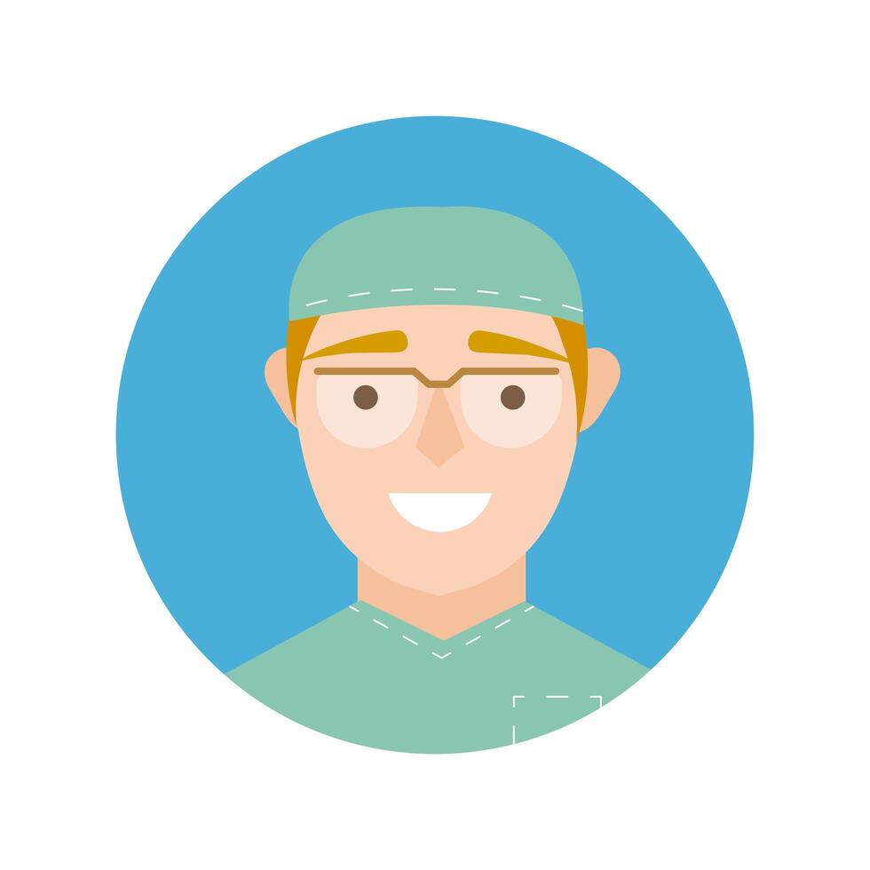 surgeon with glasses character block and flat style icon vector