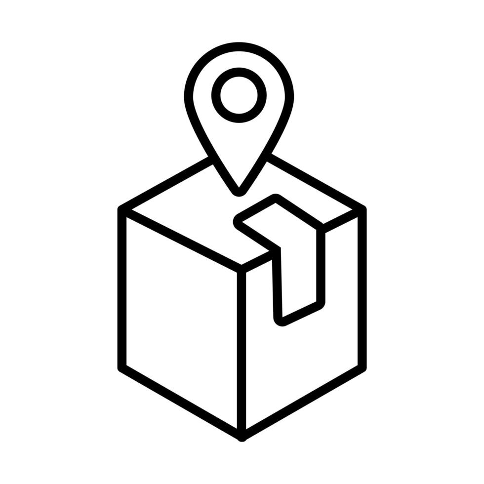 pin location with box delivery service line style vector