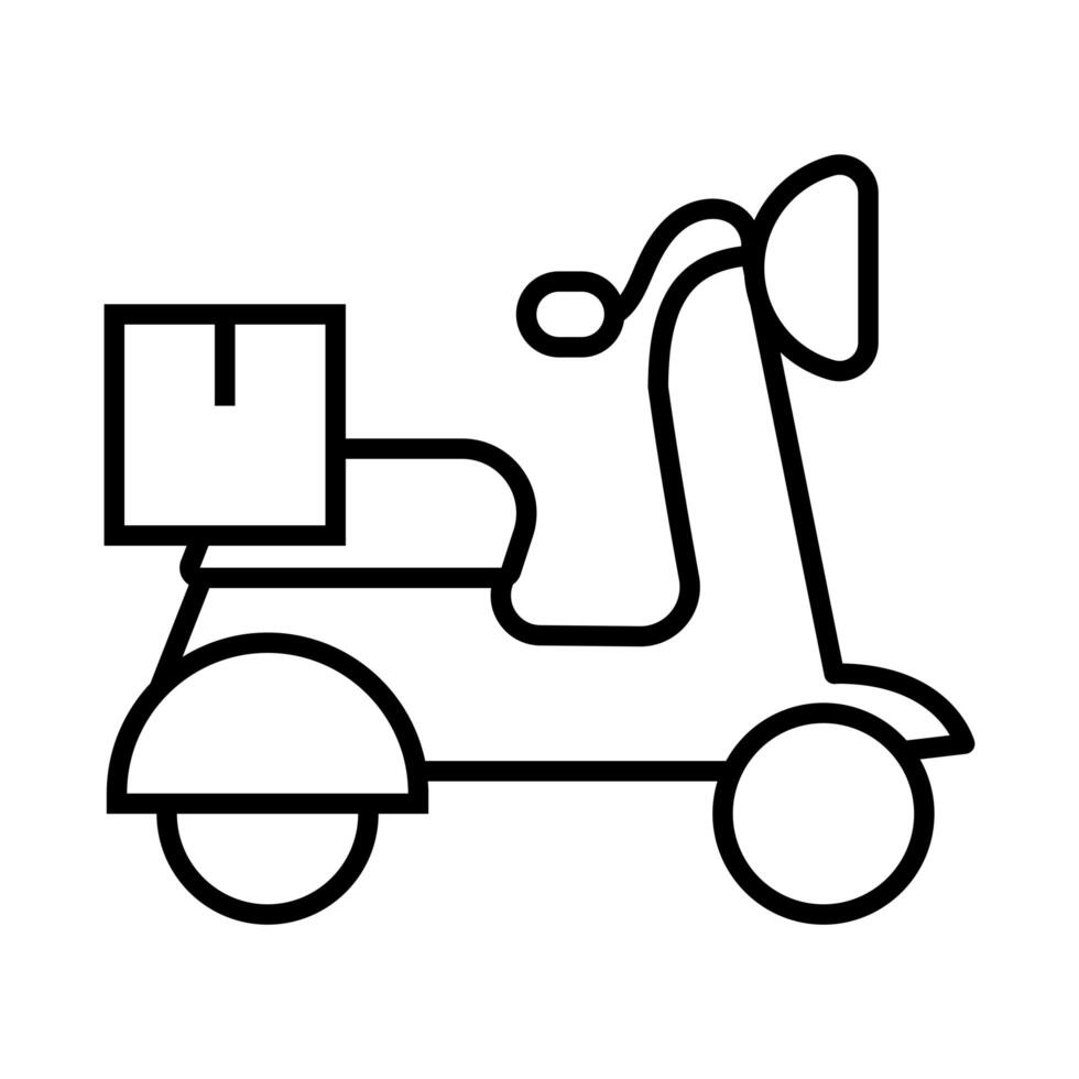 motorcycle vehicle with box delivery line style vector