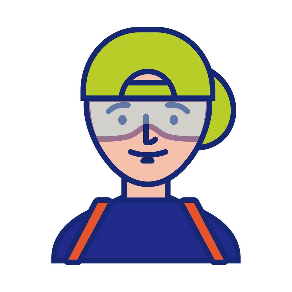 delivery service worker line and fill style icon vector