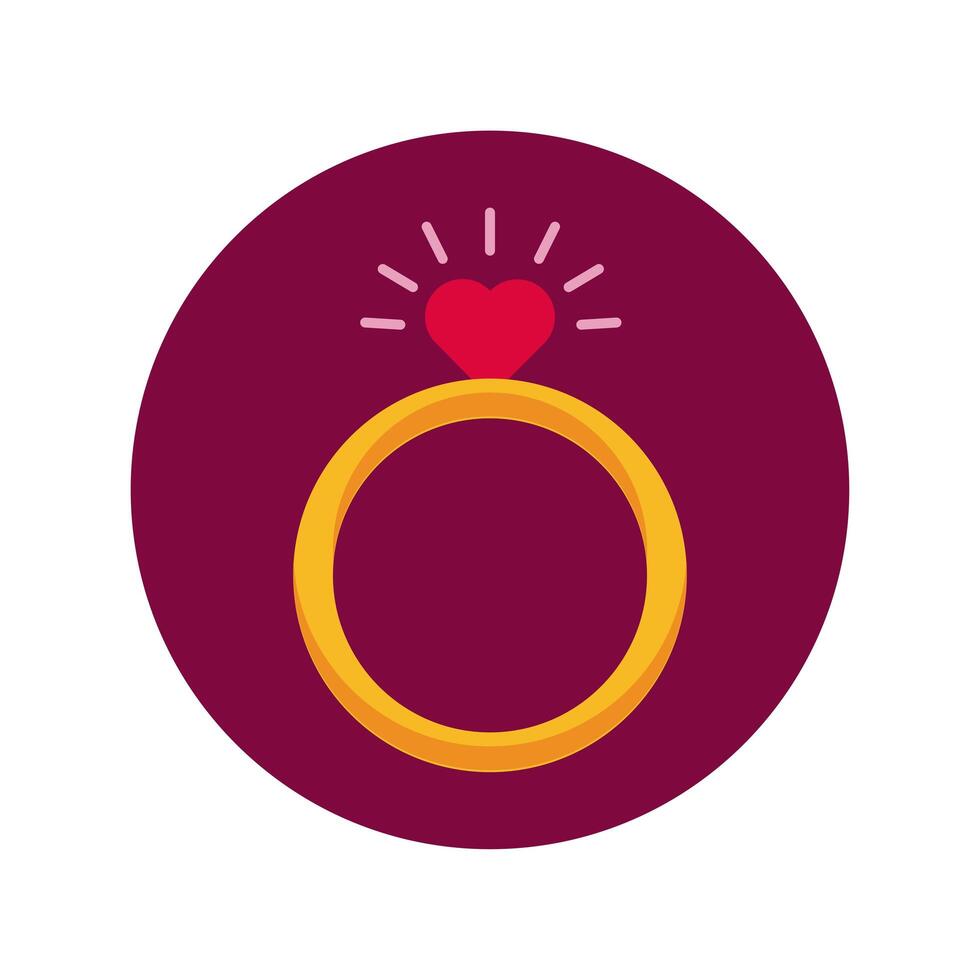 happy valentines day heart in proposal rings block and flat style vector
