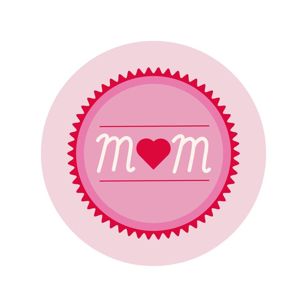 mother day seal stamp block and flat style icon vector