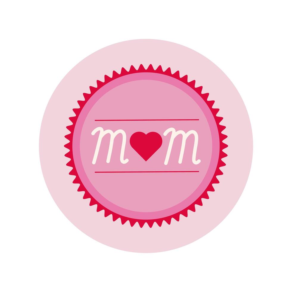 mother day seal stamp block and flat style icon vector