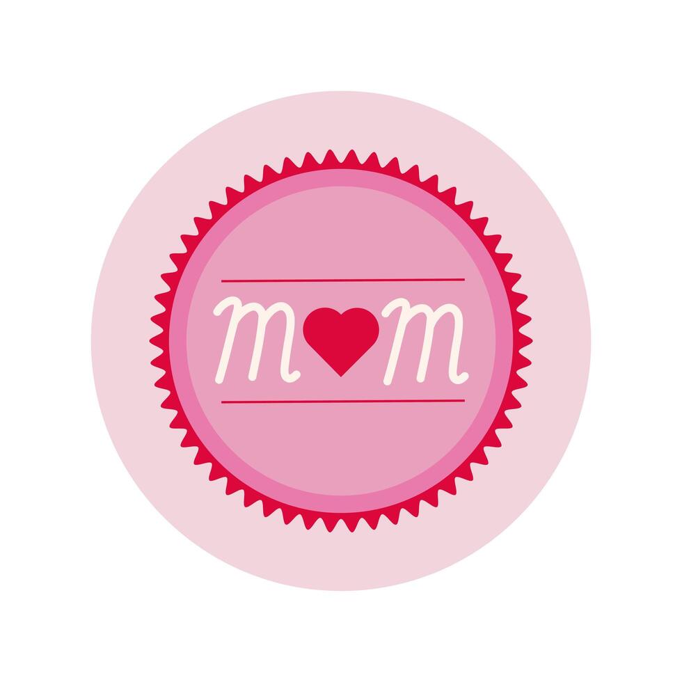 mother day seal stamp block and flat style icon vector