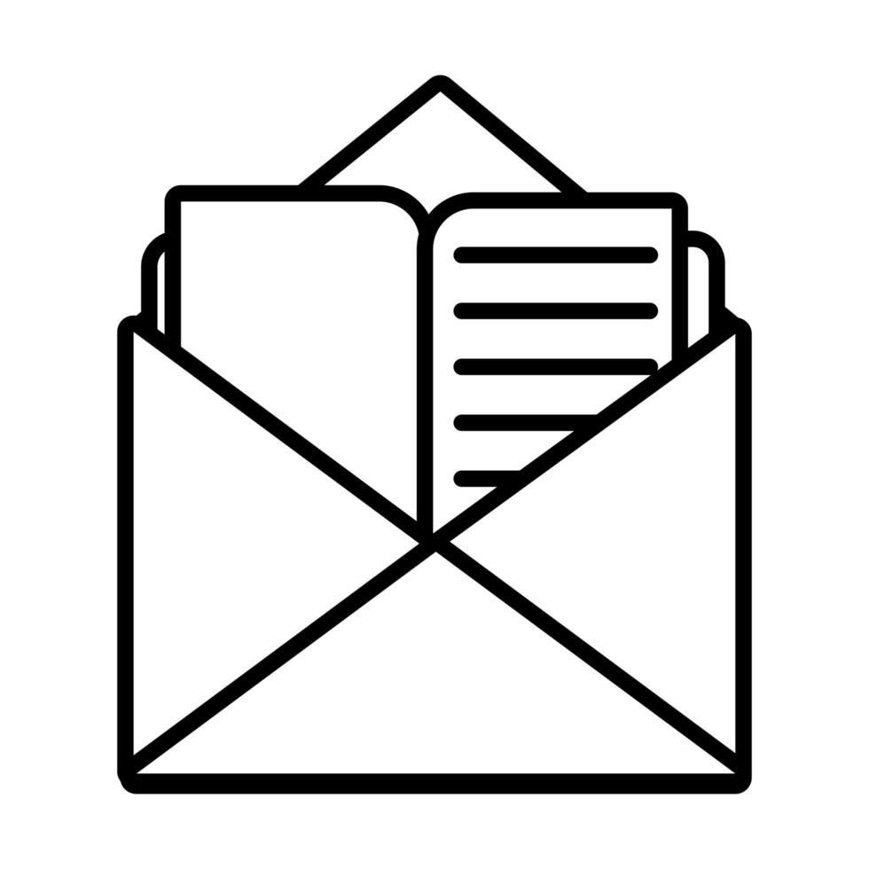 icono de estilo de línea de correo de sobre vector