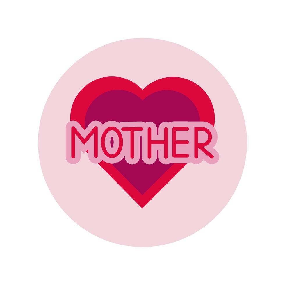 mother day heart block and flat style icon vector