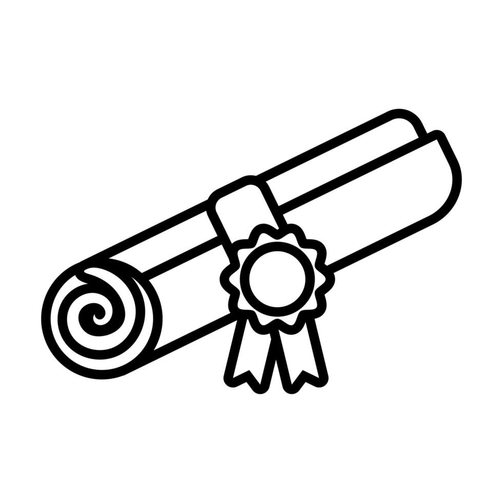 icono de estilo de línea de certificado de graduación vector