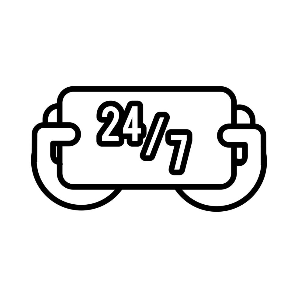 24 7 label commerce line style icon vector