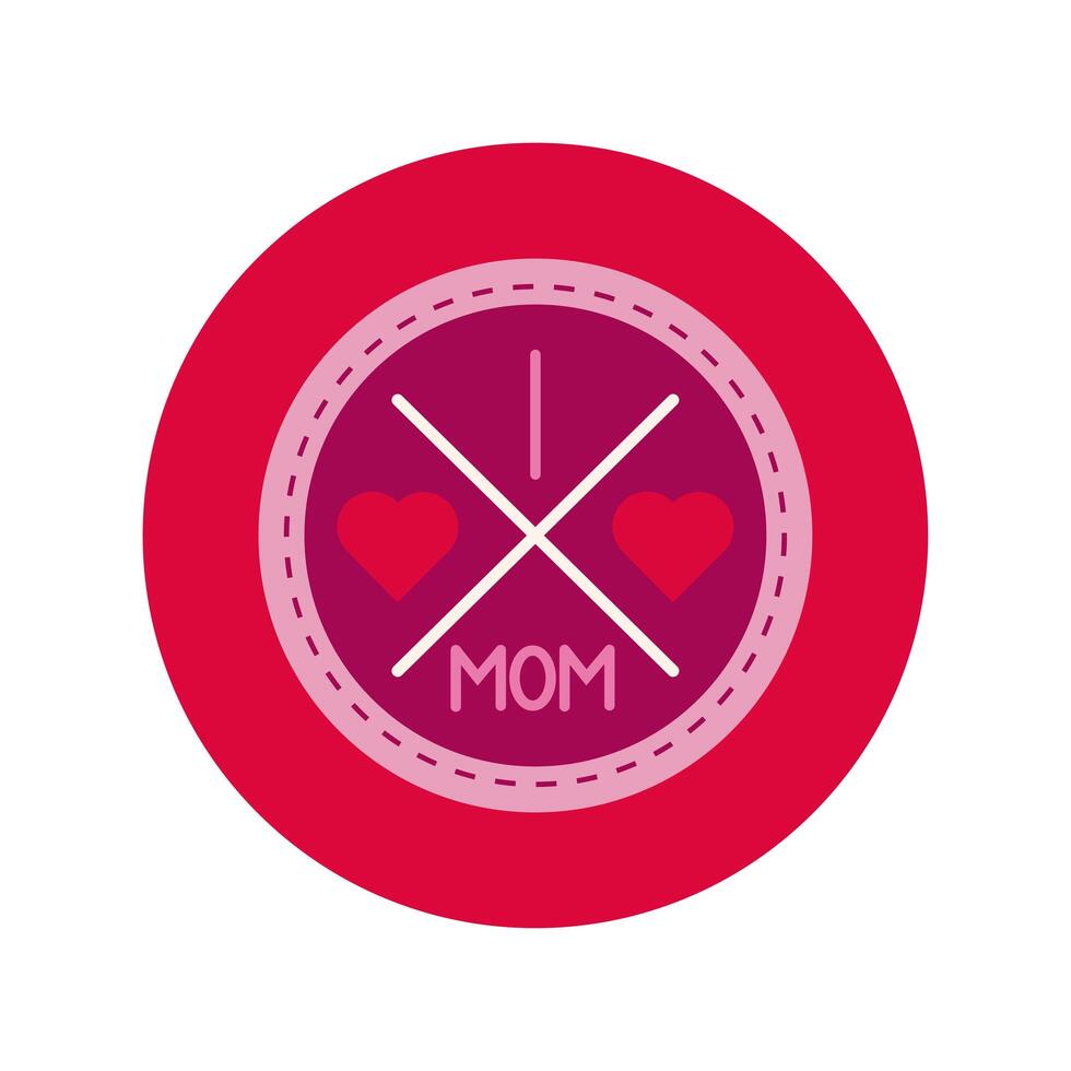 mother day seal stamp block and flat style icon vector