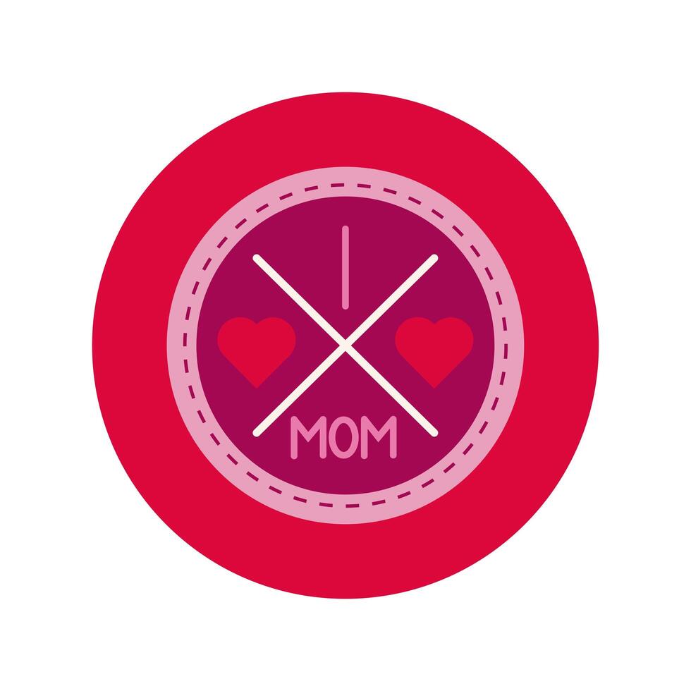 mother day seal stamp block and flat style icon vector