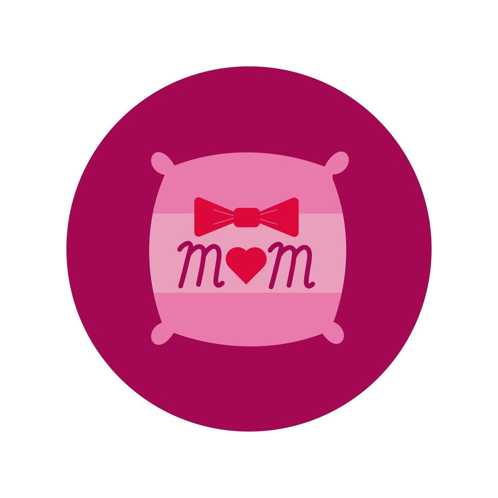 mother day pillow with heart block and flat style icon vector