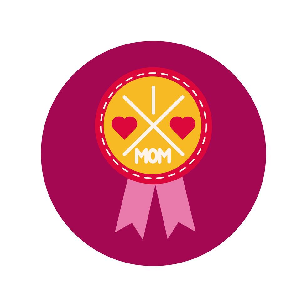 mother day medal block and flat style icon vector