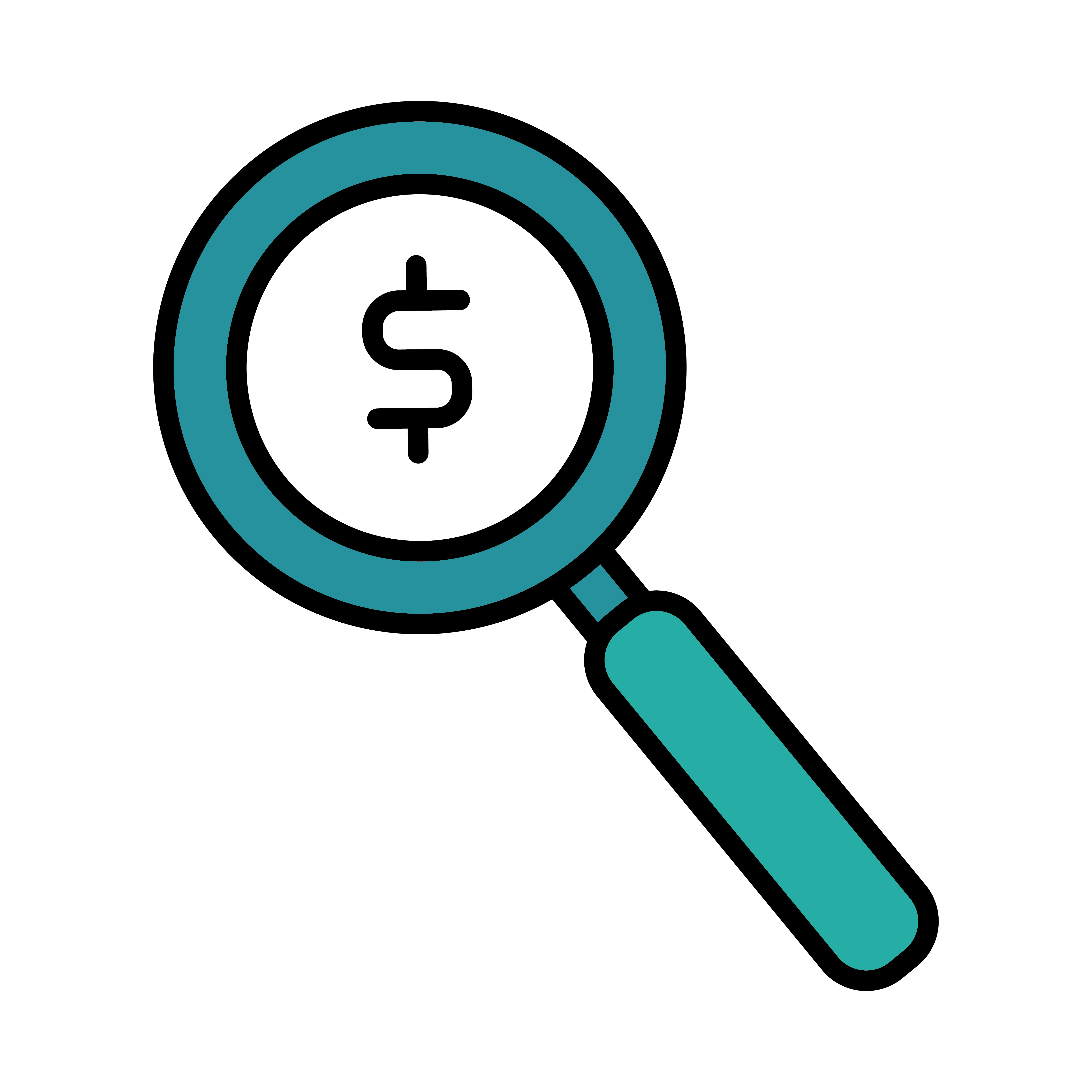 magnifying glass with dollar symbol line and fill style 2590630 Vector