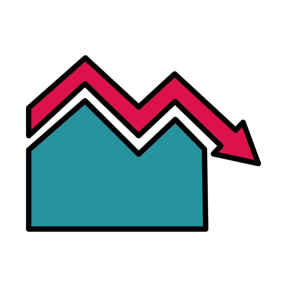 arrow statistics line and fill style icon vector