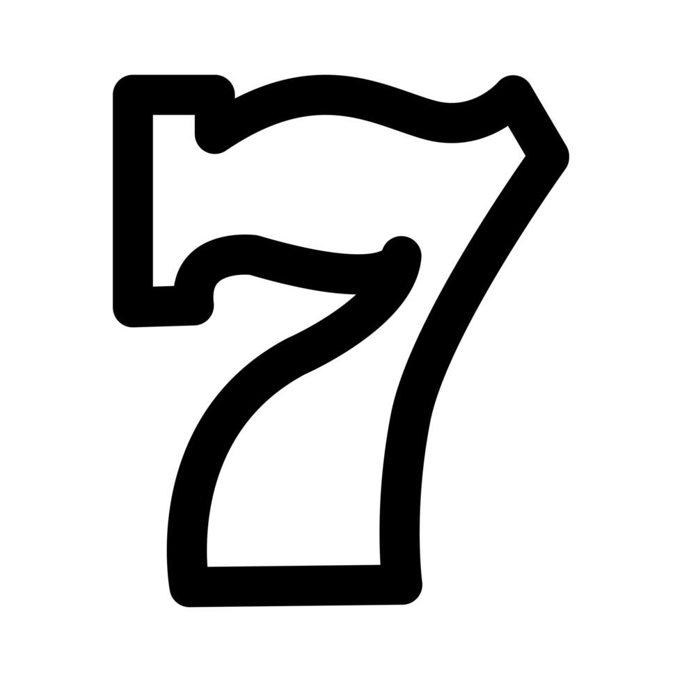 seven number figure line style icon vector
