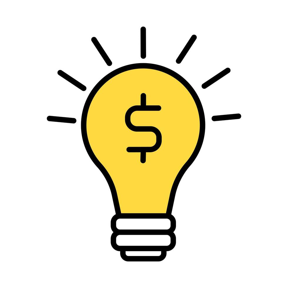 bulb with dollar symbol line and fill style vector