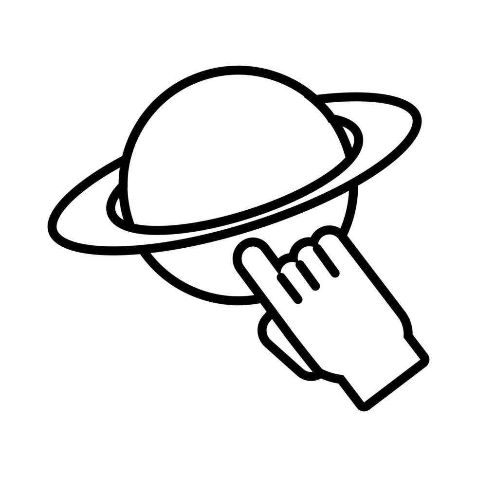 planeta saturno con estilo de línea de cursor del mouse vector