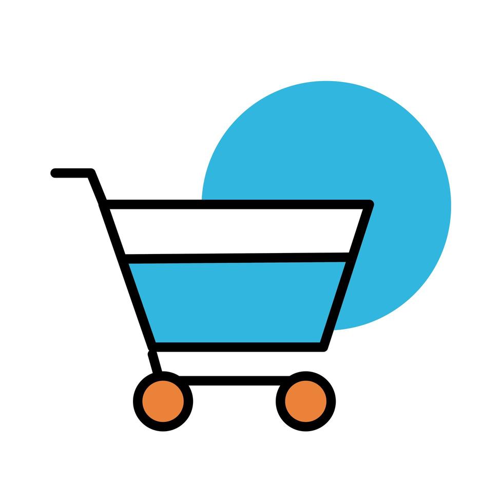 shopping cart trolley line and fill style icon vector