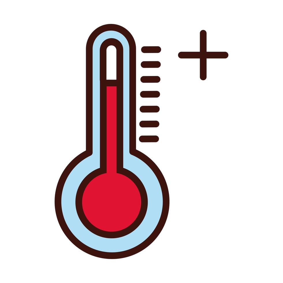 thermometer temperature measure line and fill style vector