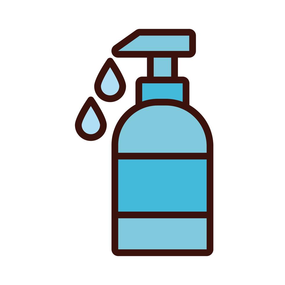 antibacterial soap bottle line and fill icon vector