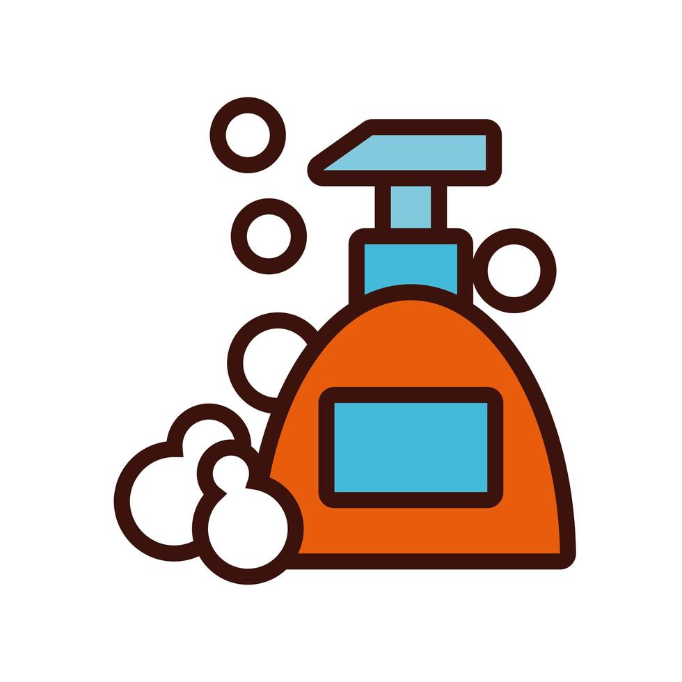 antibacterial soap bottle line and fill icon vector