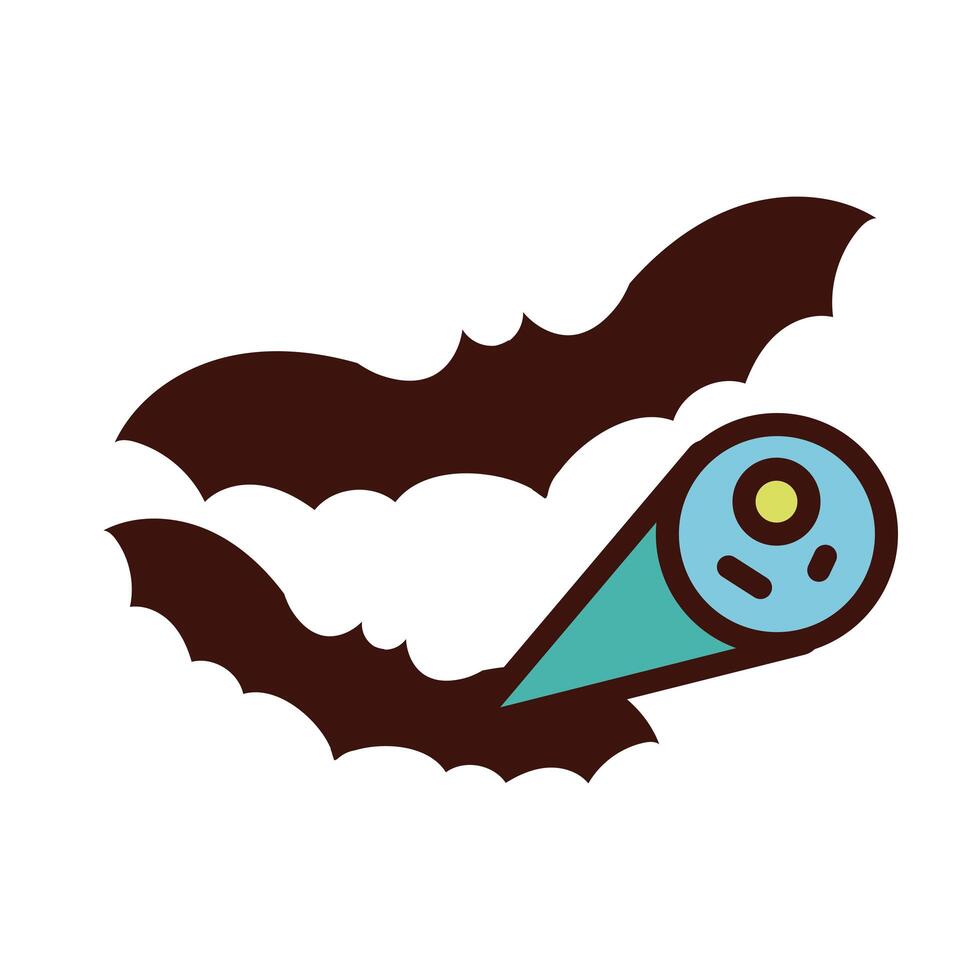 bats flying with covid19 virus particle line and fill style vector