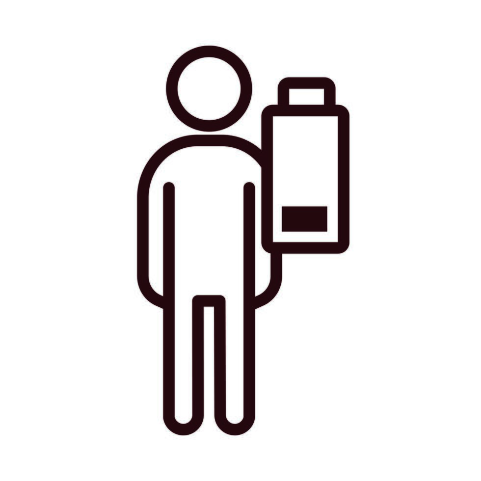 human silhouette with battery low line style icon vector