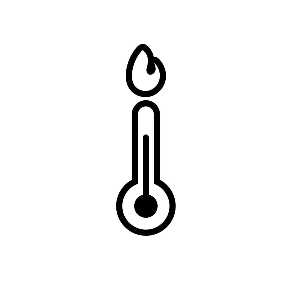 thermometer temperature measure with flame line style vector