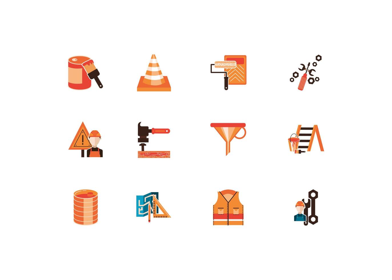 paquete de construcción establece iconos detallados vector