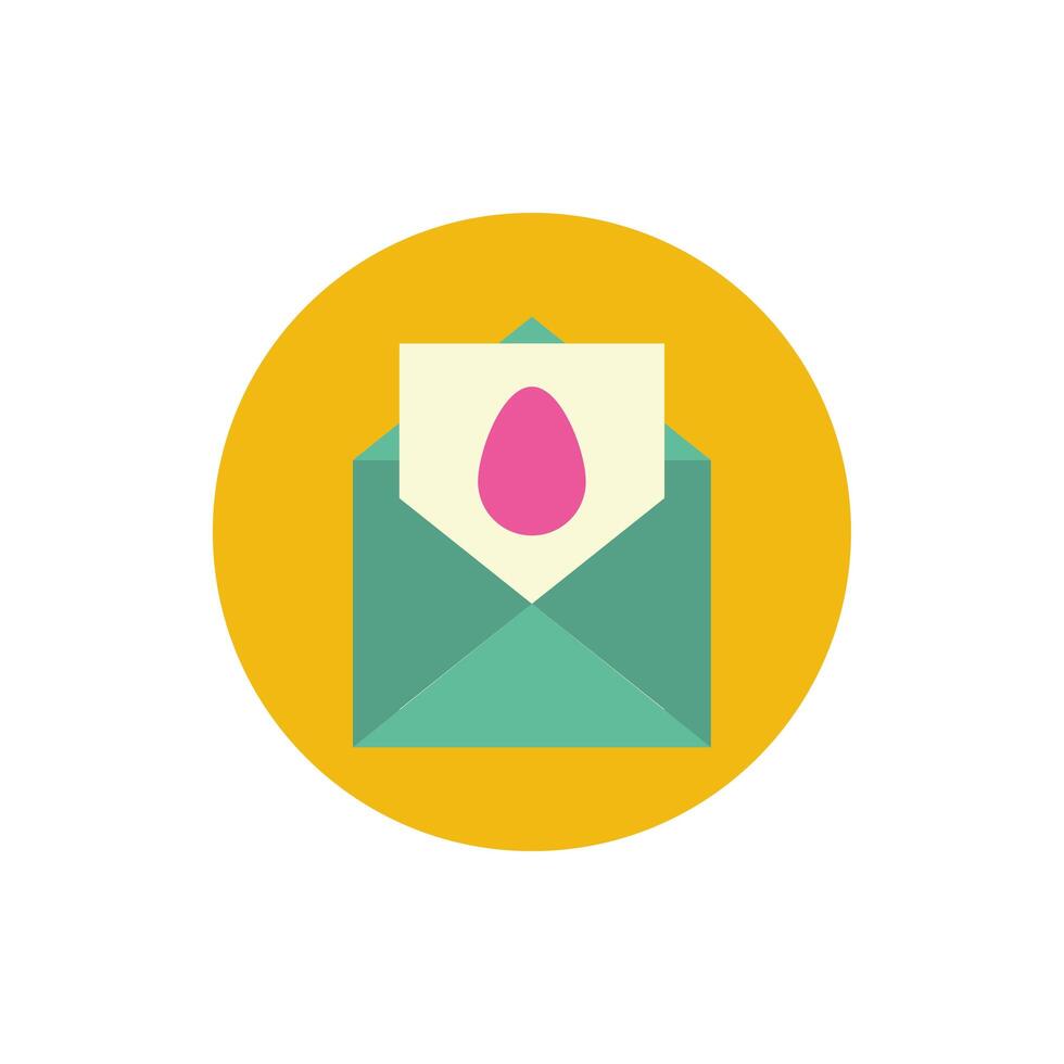 cute little chick in eggshell spring block and flat style vector