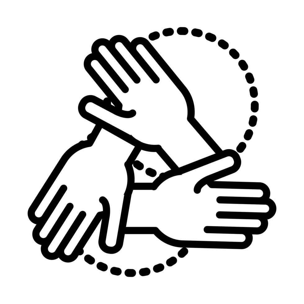 hands human teamwork line style icon vector