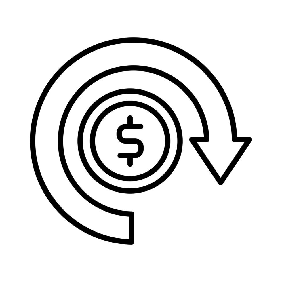 coin money dollar with arrow around line style vector