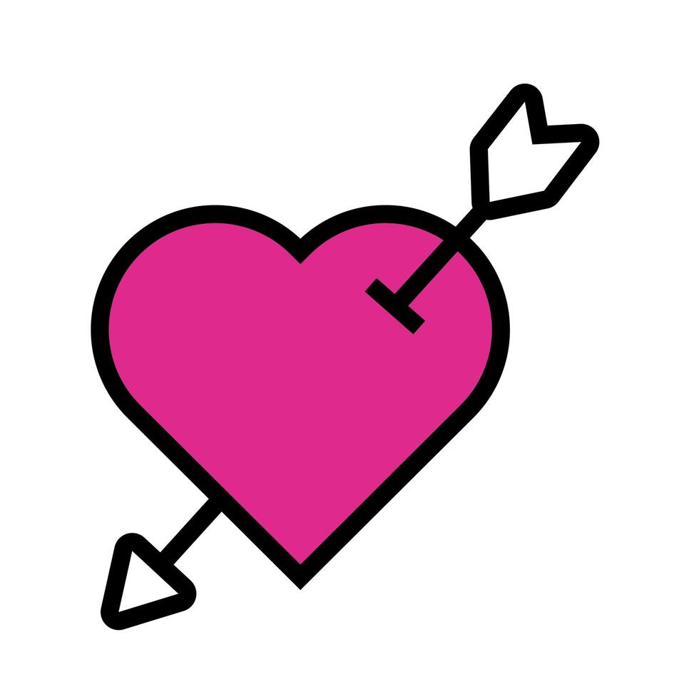 happy valentines day heart with arrow line style vector