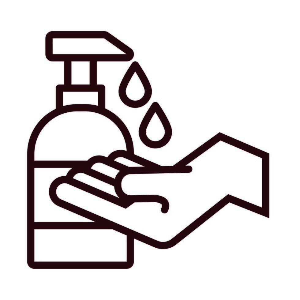 hand with antibacterial soap bottle line icon vector