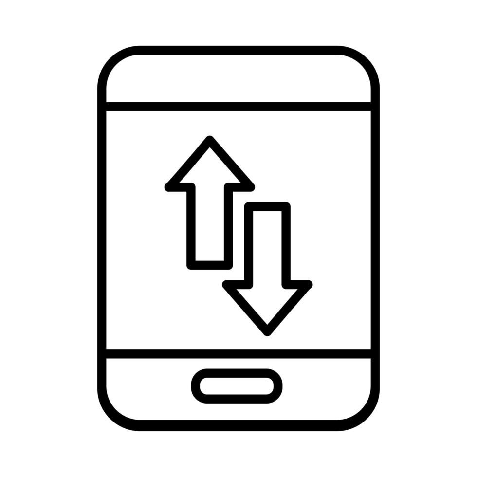 smartphone device with arrows up and down line style vector